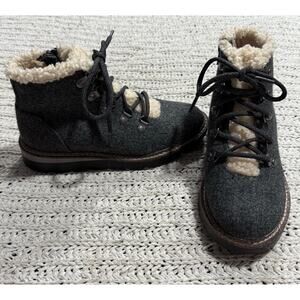 Madden NYC Hiker Boots Wedge Heel Womens 8 EU 37 WMMN41AM903 Gray Faux Fur Lined